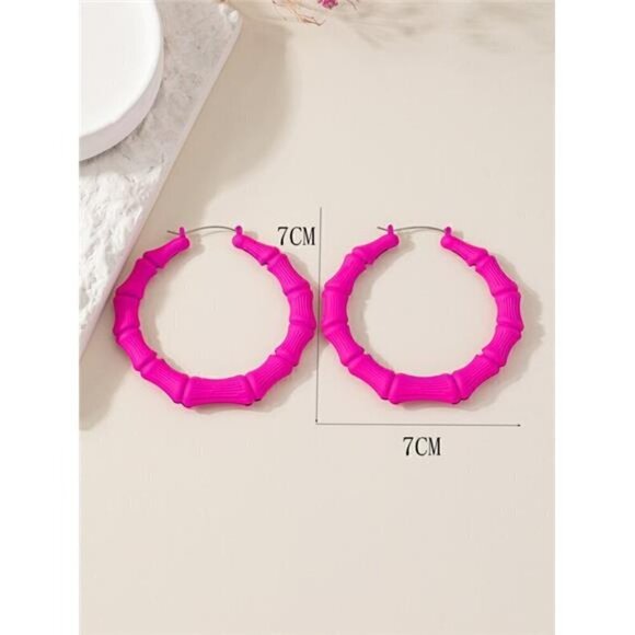 BP Hot Bamboo Joint Design Women's Hoop Earrings - Picture 4 of 7